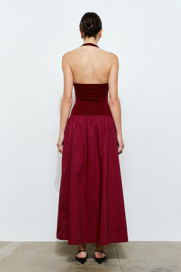 Odette Ruched Halter Maxi Dress