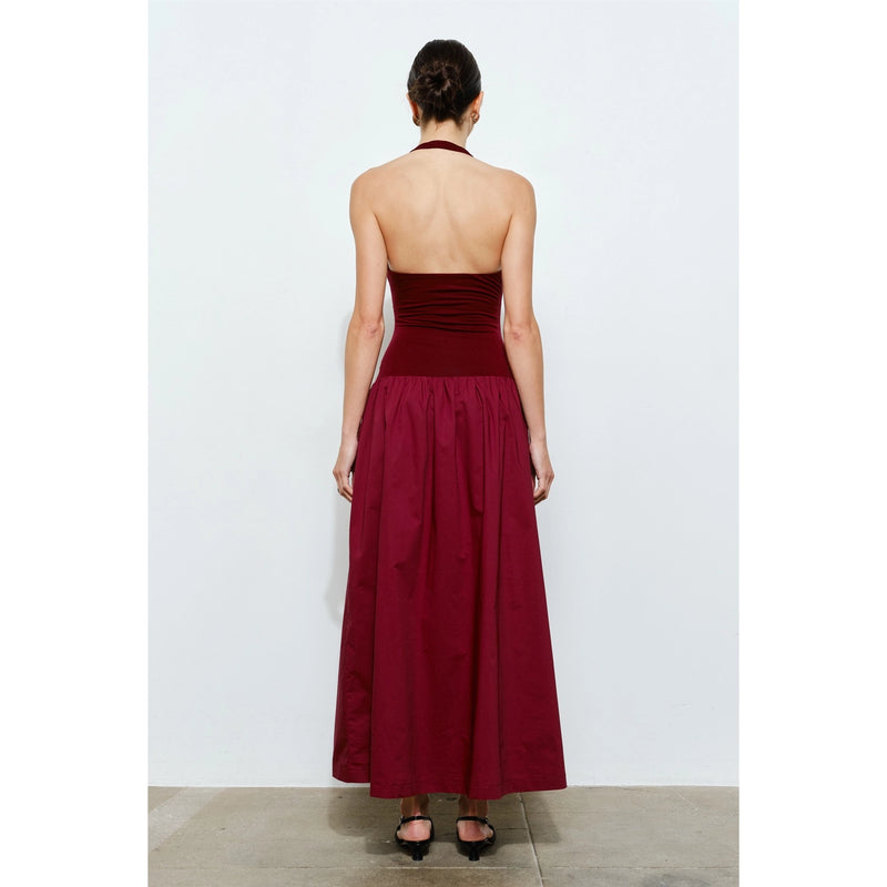 Odette Ruched Halter Maxi Dress
