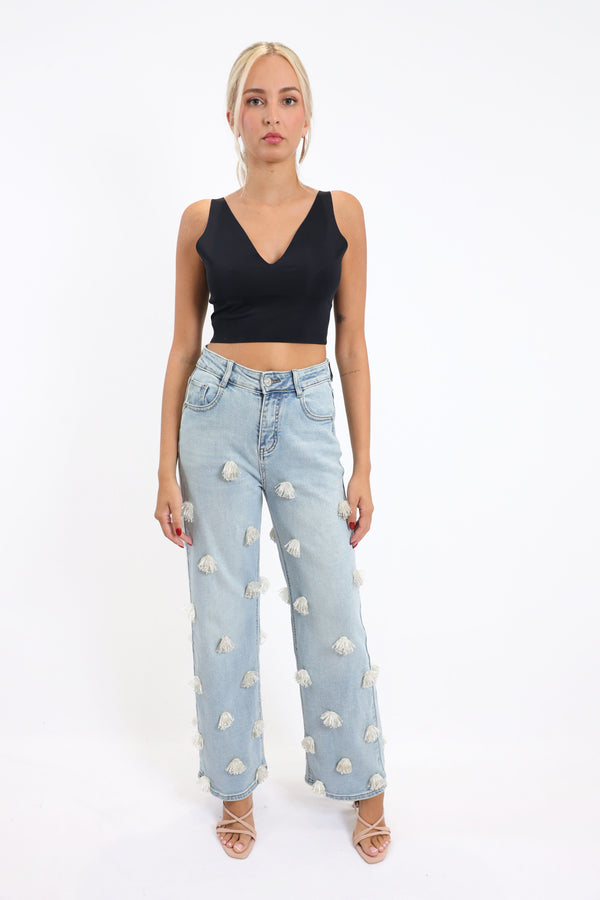 Krystal Fringes Denim