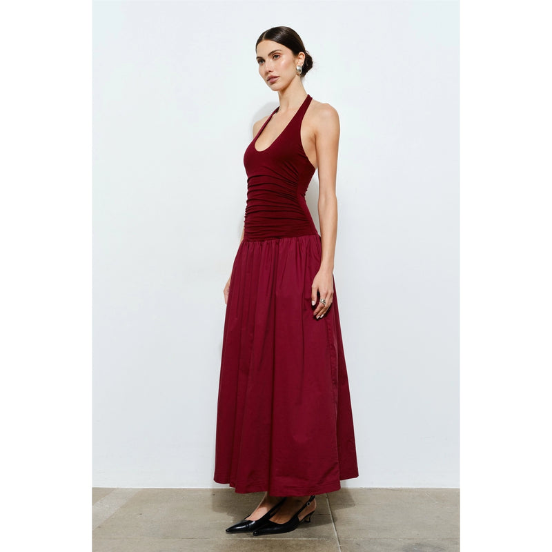 Odette Ruched Halter Maxi Dress
