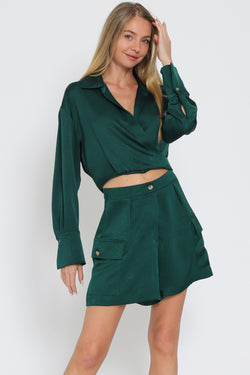 Juliana Dark Green Silky Set