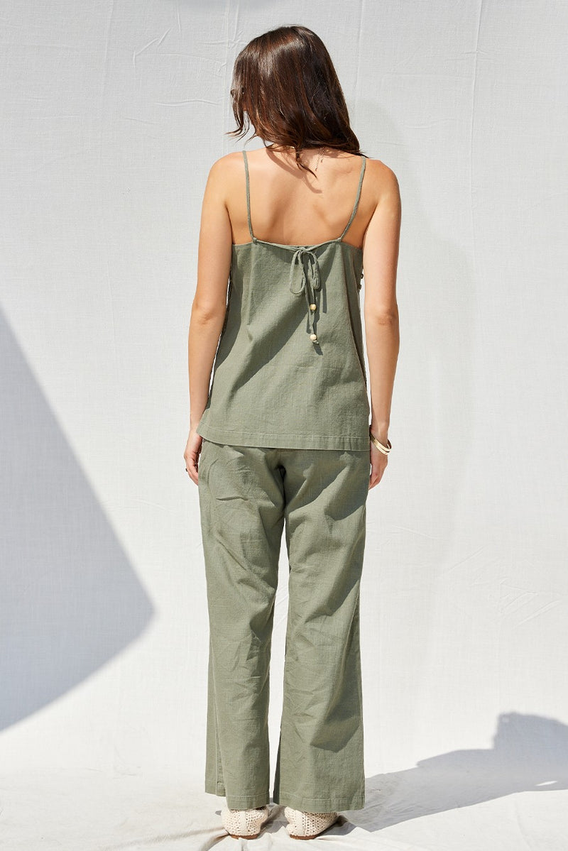 Lisa Blue Linen Pant Set
