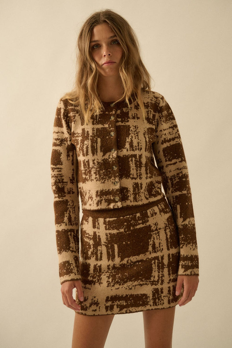 Jacquard-knit Fitted Cardigan