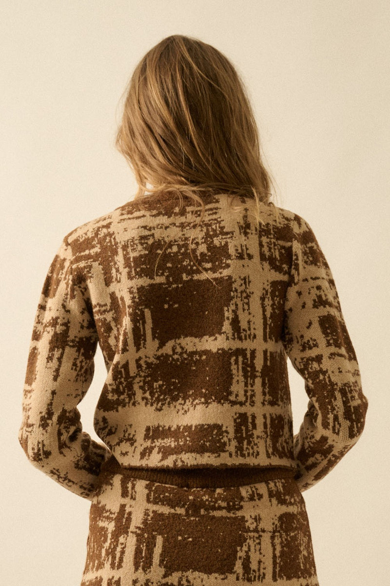 Jacquard-knit Fitted Cardigan