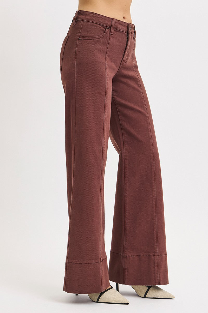 Tummy Control Mid Rise Wide Leg Wide Hem