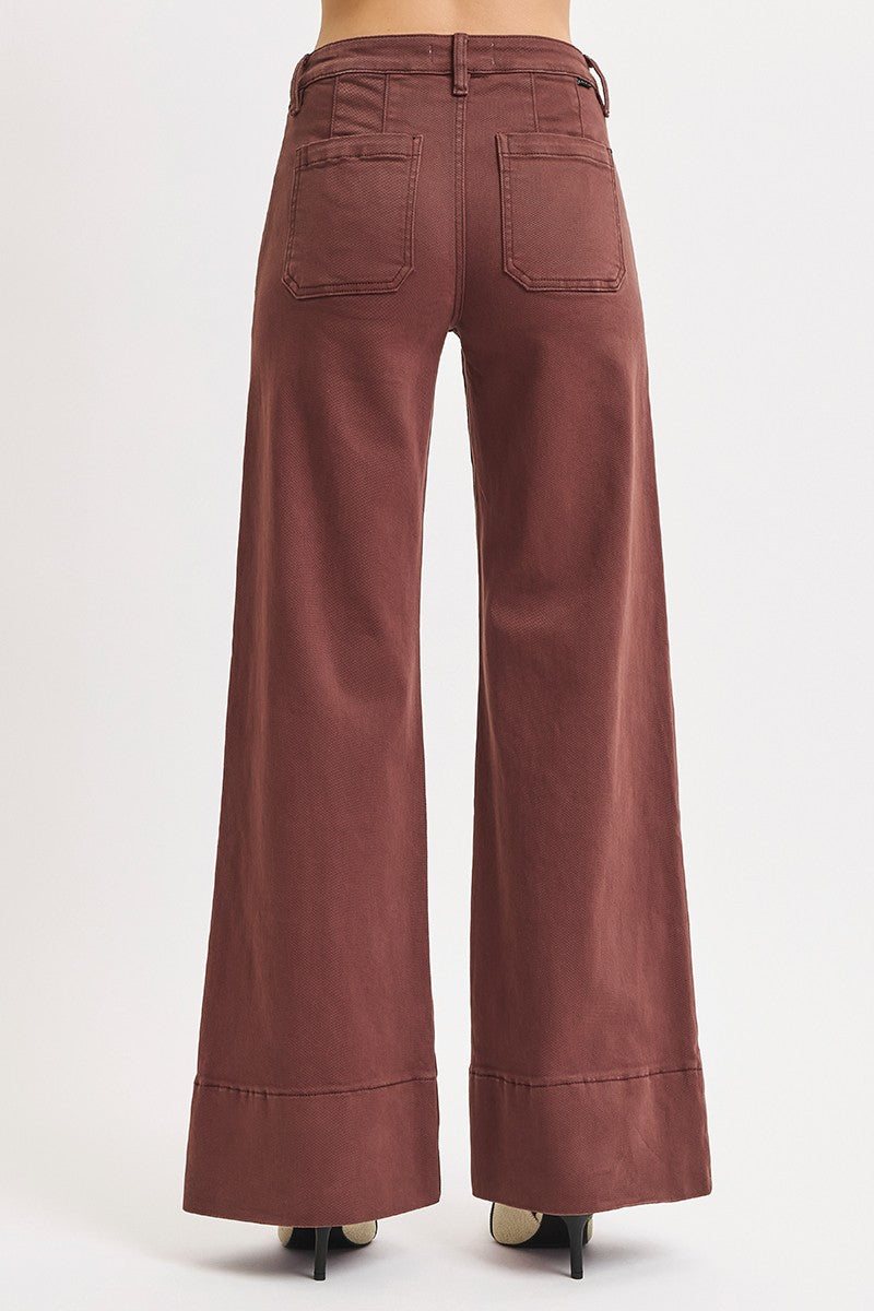 Tummy Control Mid Rise Wide Leg Wide Hem