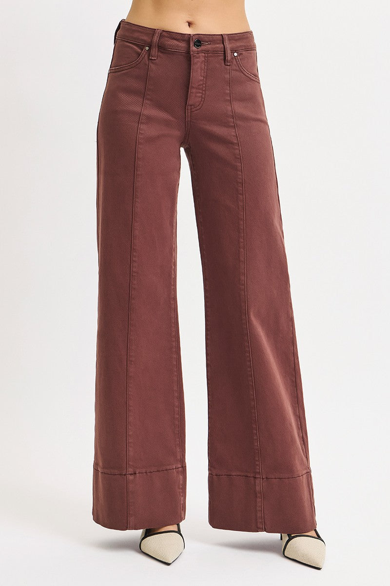 Tummy Control Mid Rise Wide Leg Wide Hem