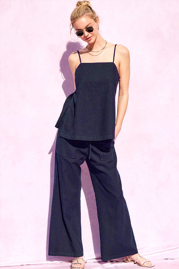 Lisa Blue Linen Pant Set