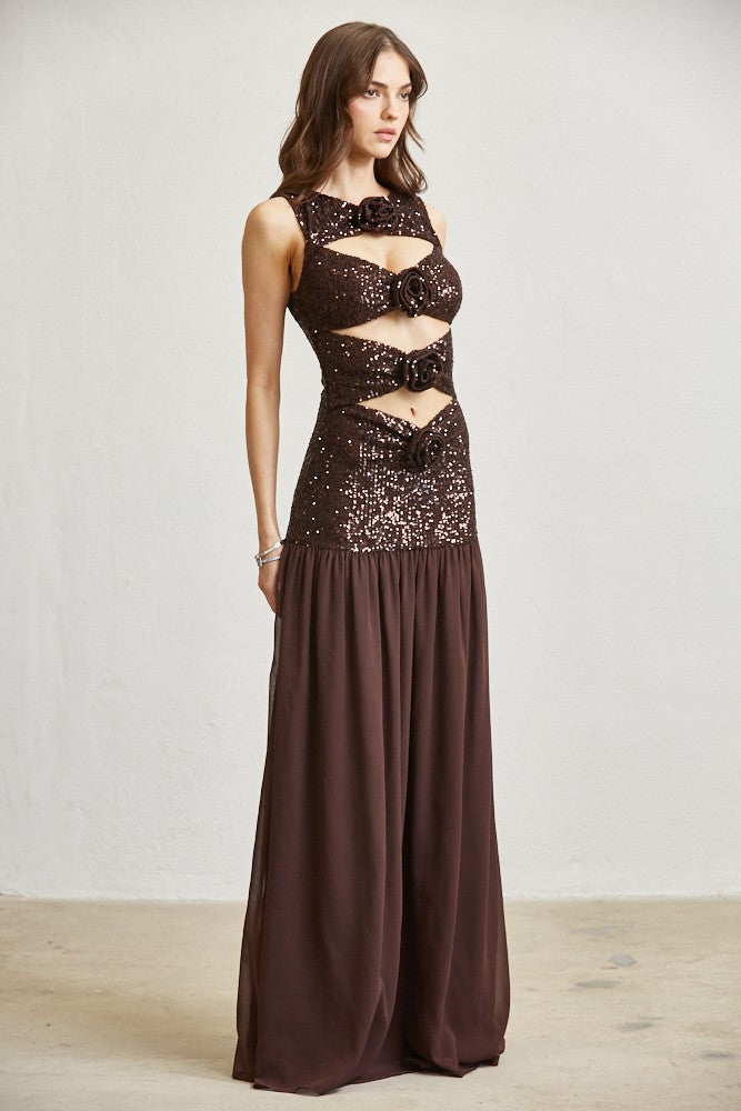 Stef Sequin Rosette Dropwaist Dress