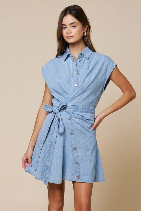 aligne denim dress ALIGNE Waisted Denim Dress - Blue