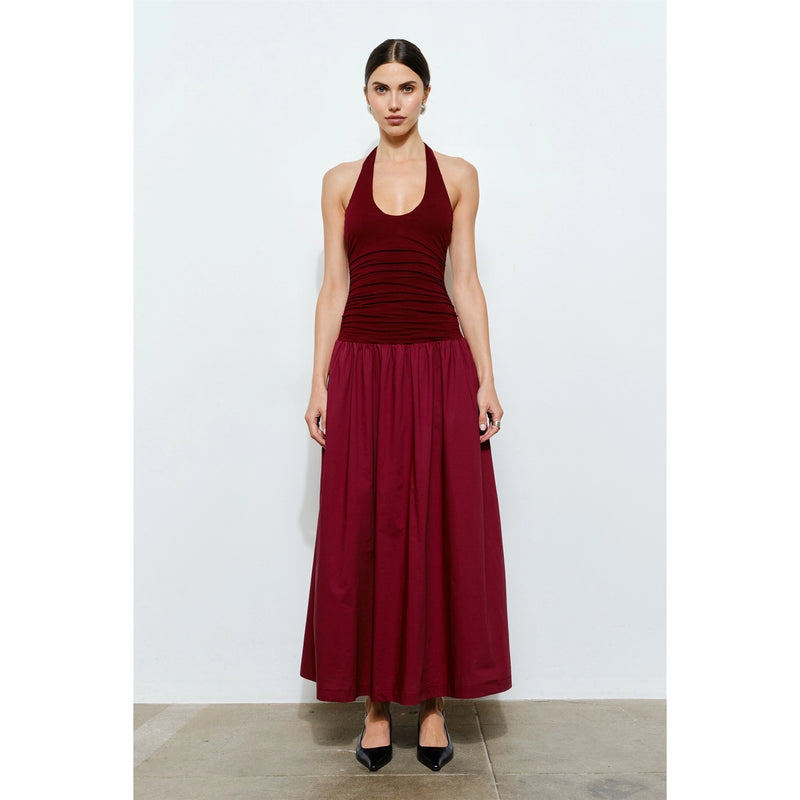 Odette Ruched Halter Maxi Dress