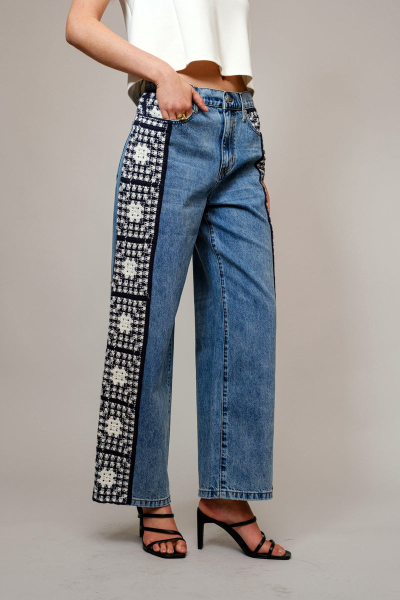 Graciela Washed Side Crochet Denim