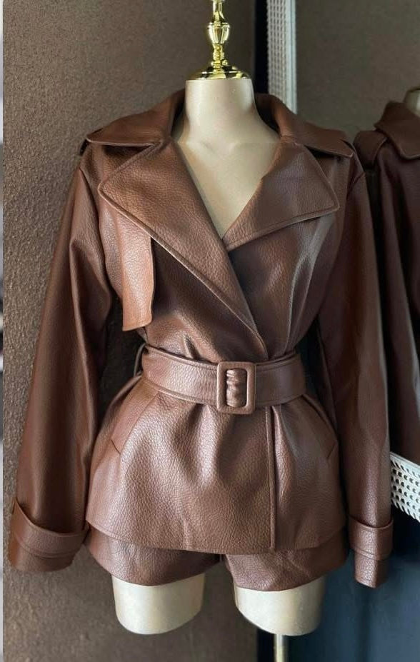 Kendall faux leather short set
