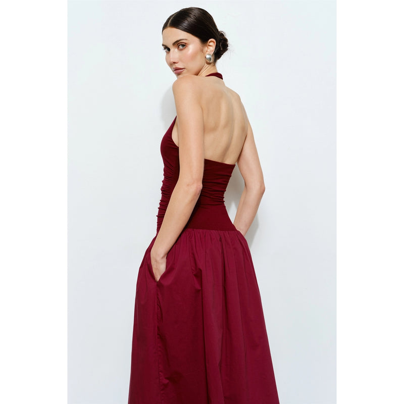 Odette Ruched Halter Maxi Dress