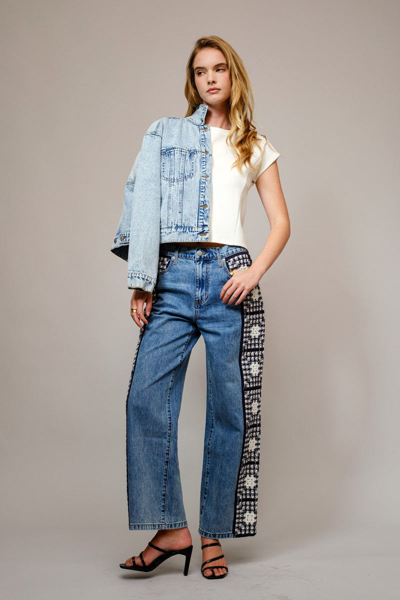Graciela Washed Side Crochet Denim