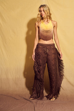 Bless almendro fringes pants