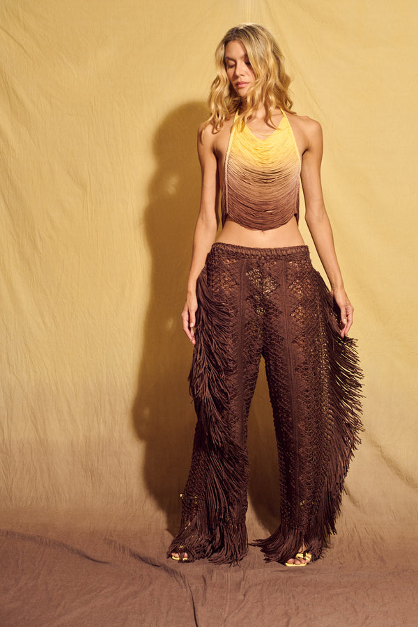 Bless almendro fringes pants