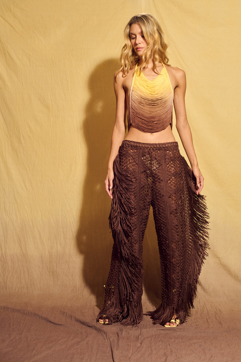 Bless almendro fringes pants
