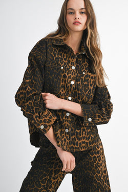 Francesca Leopard Denim Jacket