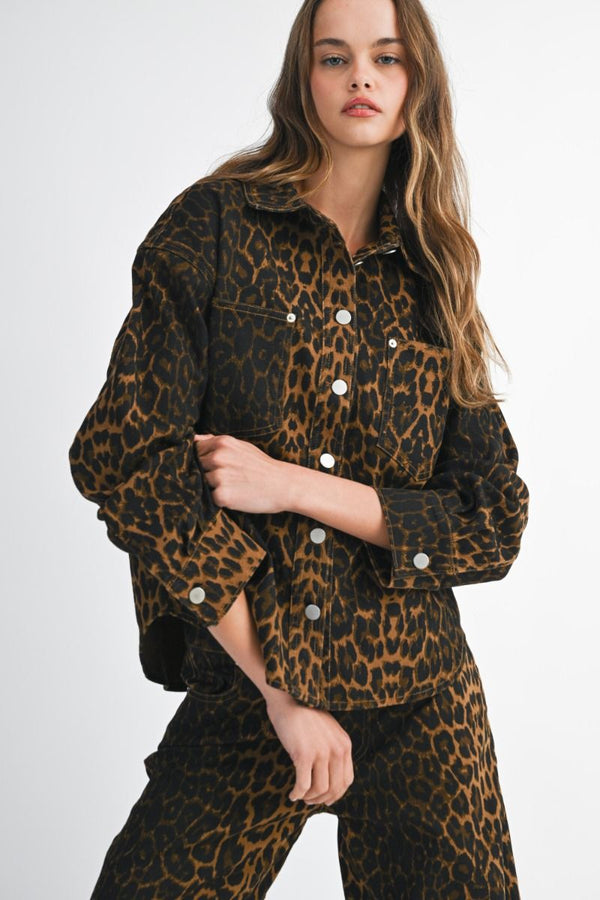 Francesca Leopard Denim Jacket