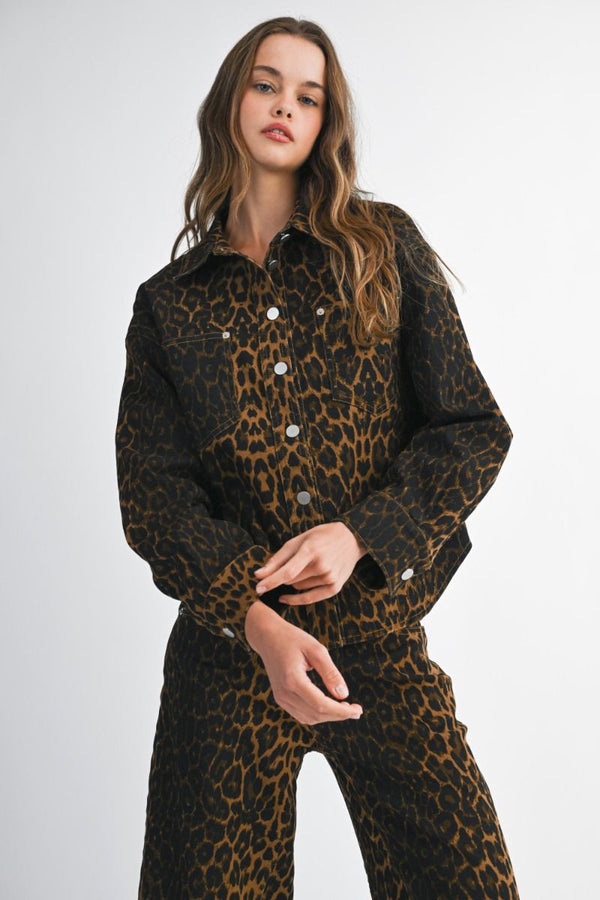 Francesca Leopard Denim Jacket