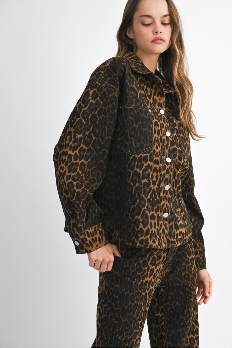 Francesca Leopard Denim Jacket