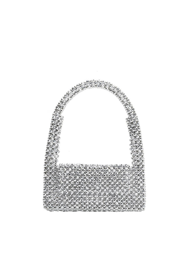 Tawny Silver Beaded Top Handle Bag
