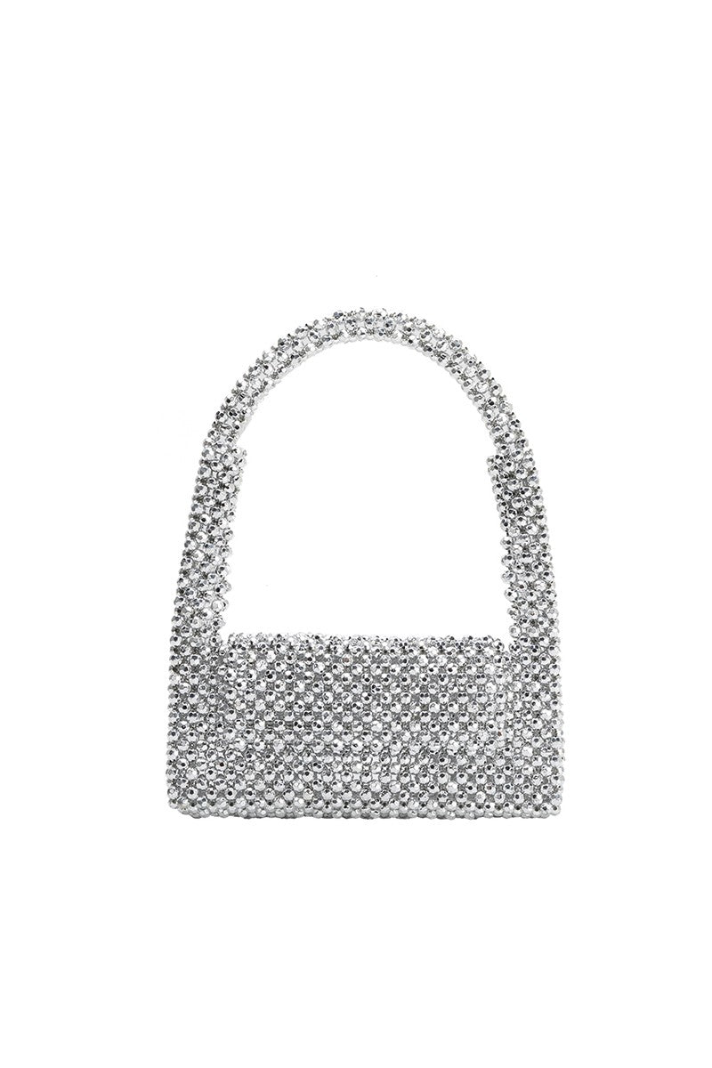 Tawny Silver Beaded Top Handle Bag