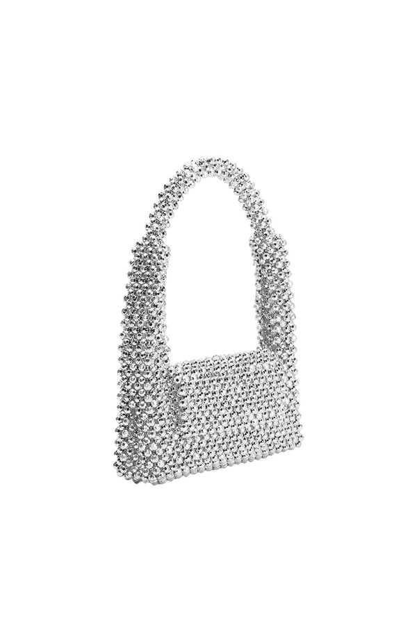 Tawny Silver Beaded Top Handle Bag