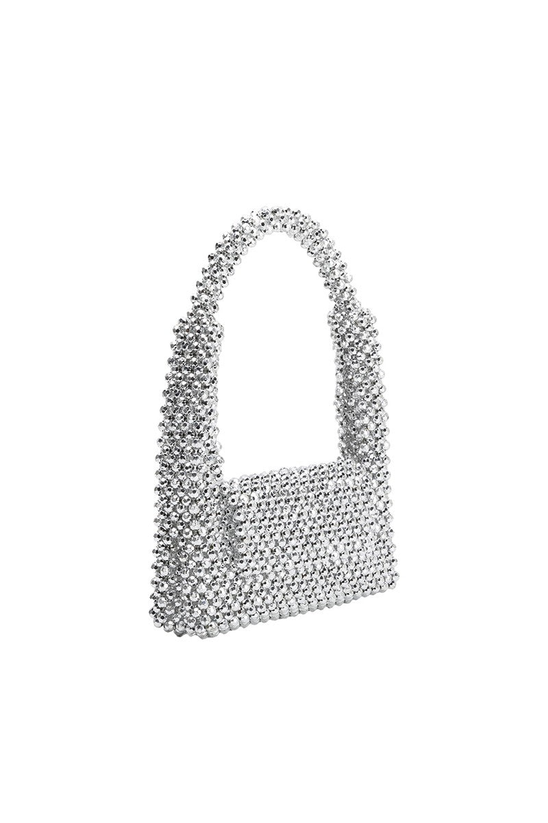 Tawny Silver Beaded Top Handle Bag