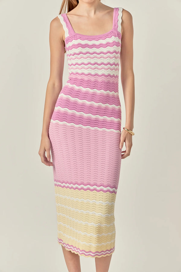 Patricia PASTEL WAVES CROCHET MIDI DRESS