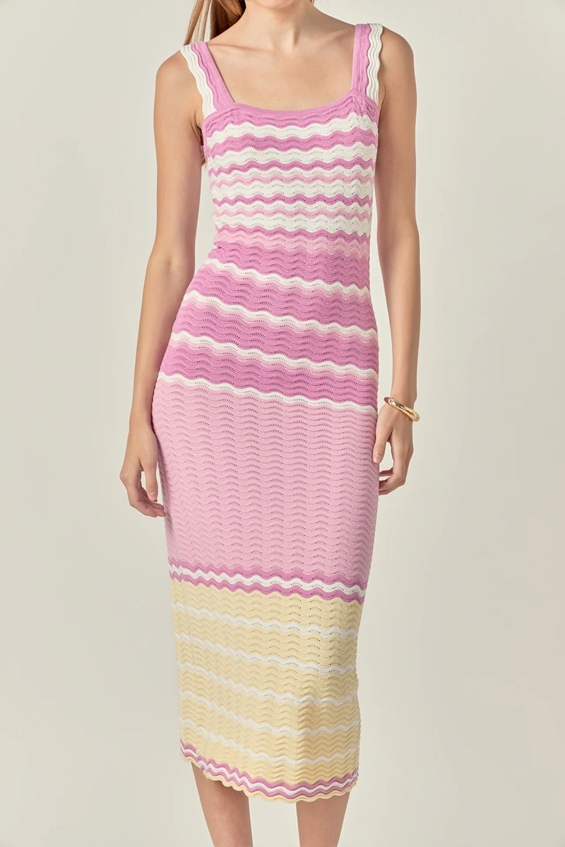 Patricia PASTEL WAVES CROCHET MIDI DRESS