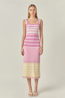 Patricia PASTEL WAVES CROCHET MIDI DRESS