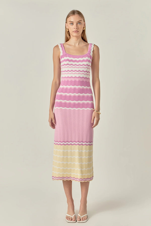 Patricia PASTEL WAVES CROCHET MIDI DRESS
