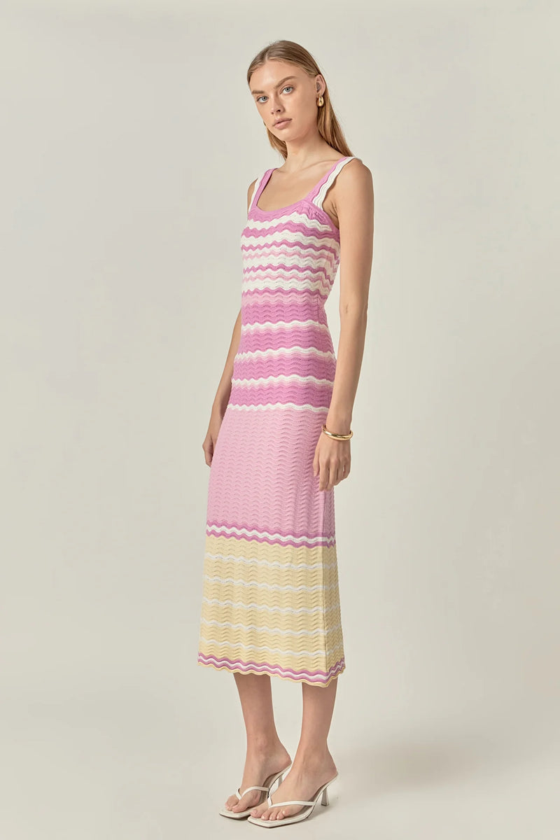 Patricia PASTEL WAVES CROCHET MIDI DRESS