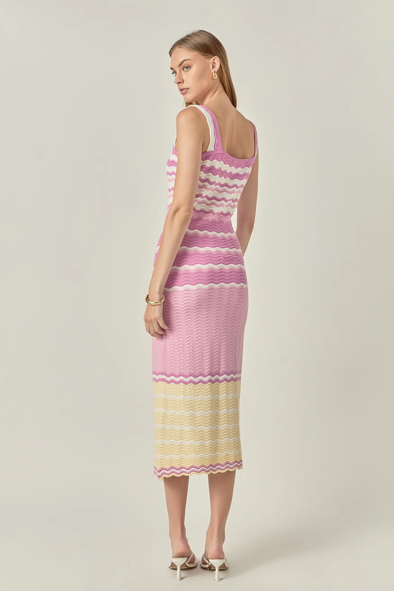 Patricia PASTEL WAVES CROCHET MIDI DRESS