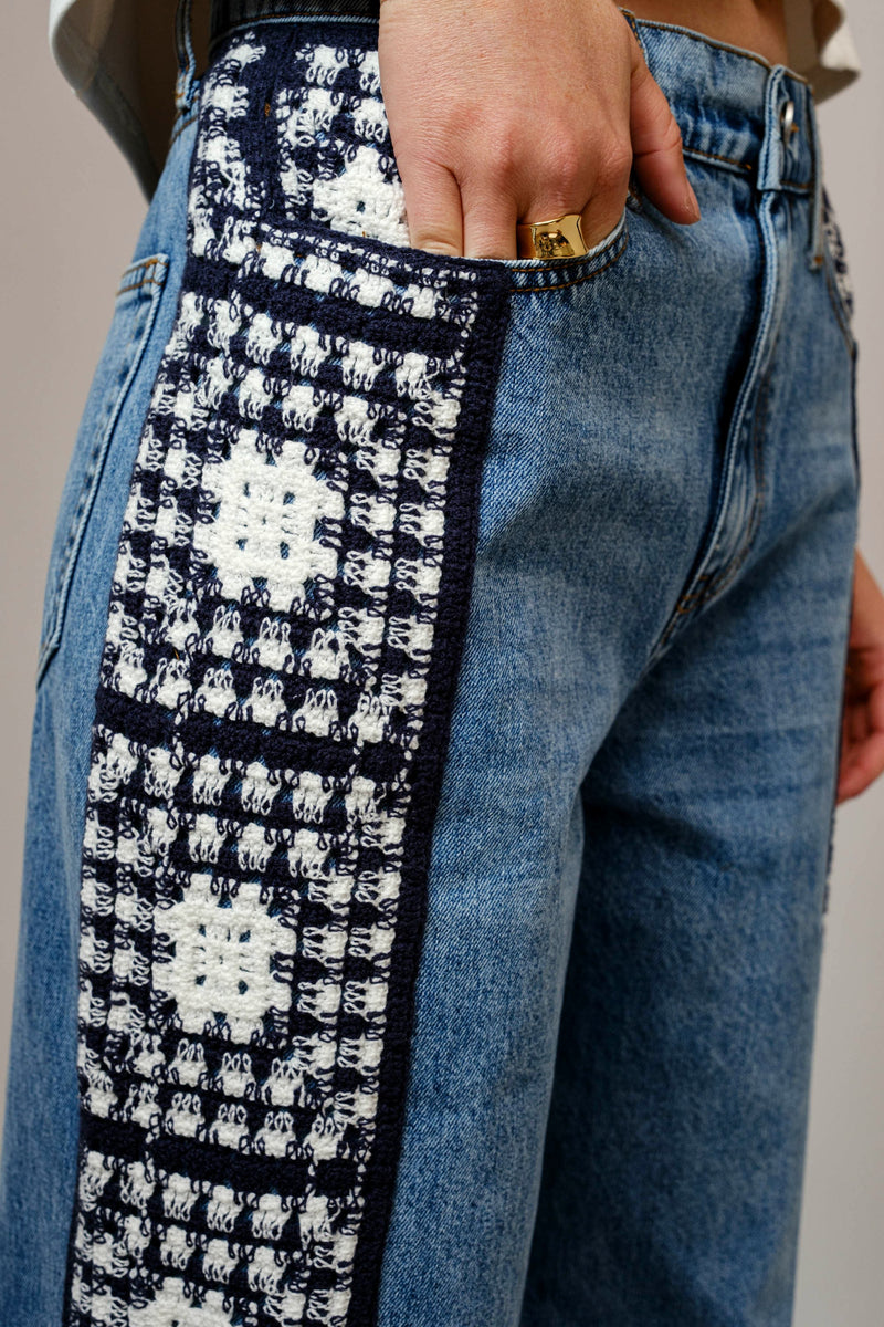 Graciela Washed Side Crochet Denim